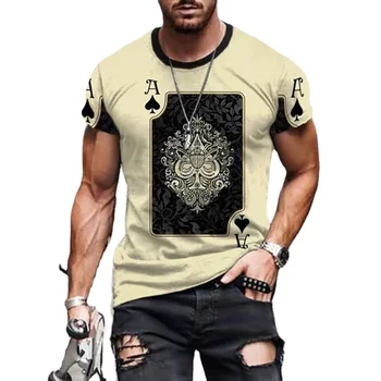 Grozno Lobanje Lopate Poker T-Shirt Priložnostne Moške Poletne 3D-Tiskanja zelo Veliko Udobje Dihanje Kratek Rokav O-Vrat Vrhovi