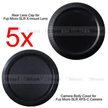 5x Telo Kritje za Fujifilm Mikro SLR APS-C Fotoaparat X-T1 X-T10 X-PRO1, X-E1 X-E2 in Zadnji Pokrovček za Fuji Mikro SLR X-nastavek Objektiva