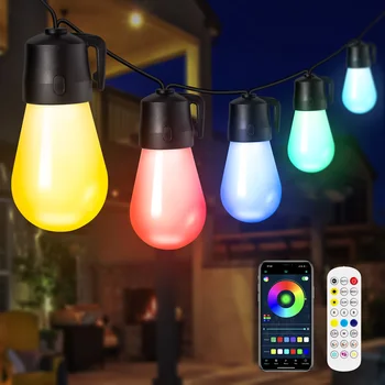 Smart App LED Pravljice Niz Luči RGB Božič Garland Prostem Nepremočljiva Dekoracijo Svetlobe Oddaljenih S14 Žarnica Dekor Vrtno zabavo