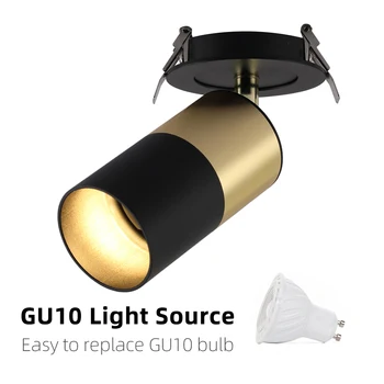Vintage GU10 Zamenljive 6W Embeded LED Stropni Skladbo Downlight 360° Vrtljiv Belo, Črno Zlato, Baker Steno Spot Luči