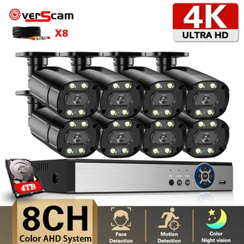 8 Kanalni CCTV DVR Kit 4K Barvno Night Vision AHD Varnostni Sistem Kamere Nastavite na Prostem Wateproof Video nadzorni Sistem Kit
