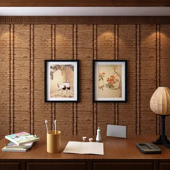 Novi Kitajski, Japonski Ozadje 3D Art Zidana Klasično Bambusa Tkane Slame Letnik Wallcovering Restavracija Starinsko TV Ozadju