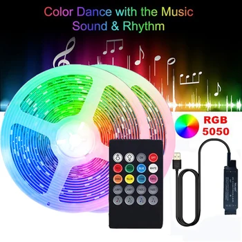 LED Trak Svetlobe RGB5050 USB Pisane TV Prilagodljiv Glasbo v Ozadju in Zvokom Nadzor z 20-ključ Sijoča, Mehka Svetloba Bar Luces Led