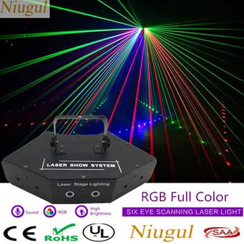 Optično Lasersko Svetlobo/RGB Linearni Svetlobni Učinki 6 Objektiv Optično branje, Laser Luči/Professional Laser Show Sistem Projektor/DJ Razsvetljavo
