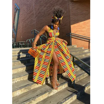 Indie Slog Afriške Obleke za Ženske Cvetlični Dashiki Tiskanja Maxi Obleko Dolgo Poletje Moda 2023 Povoj Elegantno Afriške Oblačila