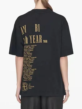 Pismo Natisnjeni T-Majice za Ženske 2023 Poletnih Oblačil Svoboden Bombaž Letnik Tee Shirt Tees Moda Vrhovi Srajce Preobsežne