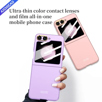 ACC-za Samsung Galaxy Ž flip 5 zadevi Ultra-tanek barvne kontaktne leče in film vse-v-enem bistvenega pomena za moške in ženske pokrov