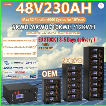 NOVA LiFePO4 48V 230Ah 200Ah 100Ah Baterije 51.2 V 12Kw 10Kw 6000 Cikel Max 32 Vzporedno PC Monitor Inverter Baterije LAHKO RS485