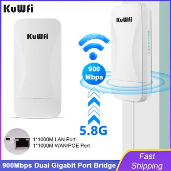 KuWfi 5.8 GHz Prostem Wifi Usmerjevalnik 900Mbps CPE Most Dual Gigabit Ethernet Port PTP/PTMP do 3-5KM za Fotoaparat Podpora 48V POE