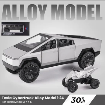 NOVI Tesla 2023 Pickup Cybertruck MINI AVTO Prikolico Zlitine Modela Avtomobila Diecasts Kovinski Off-road Vozila Tovornjak Simulacije Otroci Darila