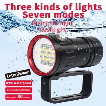 LetonPower Podvodni 27 LED-Bliskavico Video Potapljaško Svetilko Svetlobe Označite 100M Nepremočljiva Taktično Fotoaparat svetilko Svetilka