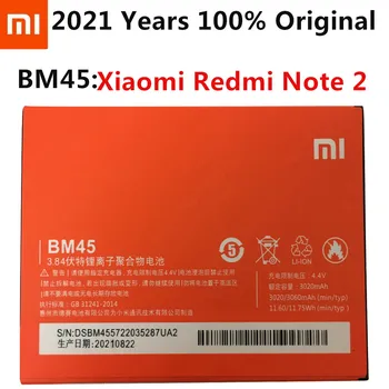Originalna Litij-ionska Baterija BM45 Za Xiaomi RedMi Opomba 2 Bateria Hongmi Rdeči Riž Note2 3020mAh Zamenjava Baterij
