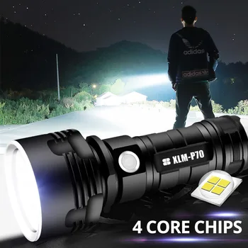 P70 XHP50 Taktično Svetilko USB Polnilne Linterna Vodotesna Svetilka Ultra Svetla Luč za Kampiranje Super Močna LED Svetilka