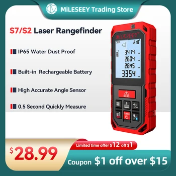 Mileseey S7/S2 40M 100M Laser Rangefinder Vojaške Distance Meter Digitalni Range Finder Merilni Trak Ukrep Za uporabo v Zaprtih prostorih Deco