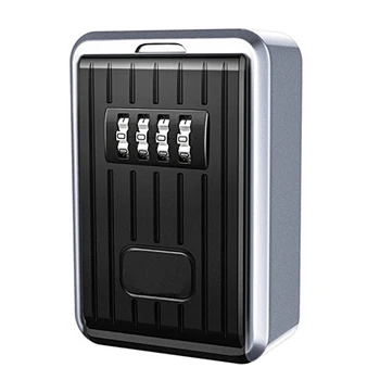 Lock Box 4-Mestna Kombinacija Nepremočljiva Polje Aluminijasta Zlitina Odporna Na Vremenske Tipko Hider Z Resettable Kodo Ključ Za Shranjevanje Steno Soglasju