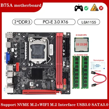 1Set B75A(B75) Matično ploščo+I3 2120 CPU+2X4G DDR3 1600Mhz RAM+Termalno Pasto+SATA Kabel LGA1155 2XDDR3 Reže RAM