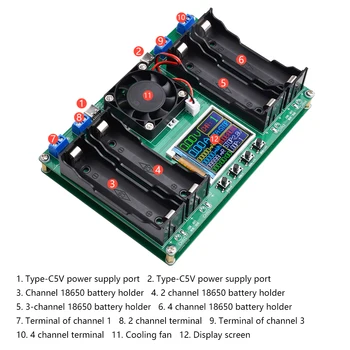 18650 Baterija LCD Tester Modul MAh MWh Tip-C Port digital display (Digitalni Zaslon Litijeve Baterije Merjenje Moči Detektor Tester