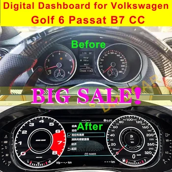 Digitalno nadzorno ploščo Plošča Virtualni Instrument Grozd Kokpitu LCD merilnik Hitrosti za Volkswagen VW Golf 6 Passat B6 B7 CC Scirocco
