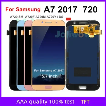 A720 LCD zaslon Za Samsung A7 2017 A720F A720M SM-A720F A720Y / DS LCD-Zaslon, Zaslon na Dotik, Računalnike Skupščine Nastavljiva Svetlost