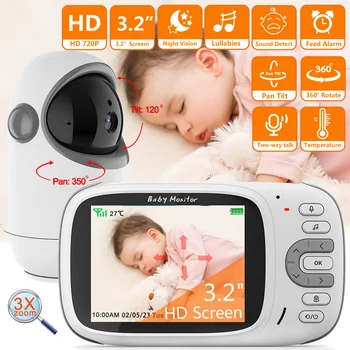 VB802 Baby Monitor 3.2 Palčni LCD-PTZ Video nadzorna Kamera z Temperatura IR Nočno opazovanje Matere, Otroci Babyphone Varuška Fotoaparat