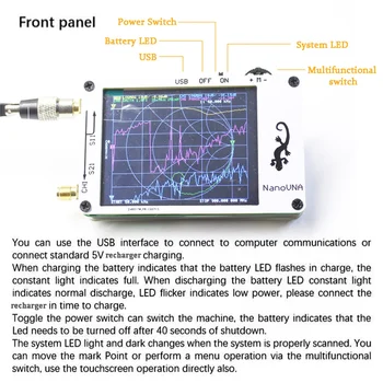 Povprečno 2,8-Palčni LCD-Zaslon NanoVNA VNA HF VHF UHF UV Omrežni Analizator Antena Analyzer + Baterija(Black)