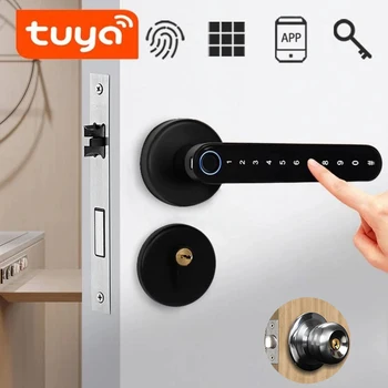Wifi Tuya Vrat gumb za Zaklepanje Biometrije Prstnih Smart Ročaj Vrat Zaklene Geslo Električni Digitalni APP za Dom
