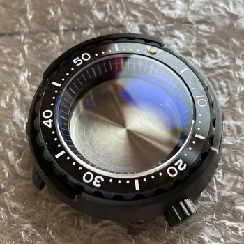 Trdna 47mm PVD, Črna Oplemenitena iz Nerjavečega Jekla SBBN031 Watch Primeru, Safir steklokeramično Ploščo Fit NH35/36 Gibanje