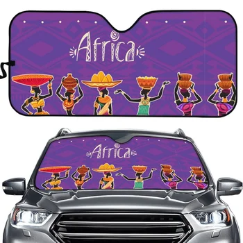 Afriška Ženska Etnične Kulture Vetrobransko steklo Avtomobila Dežnik Auto Dodatki Zložljive Anti UV sončnega Univerzalno Ustreza Večini Avtomobilov