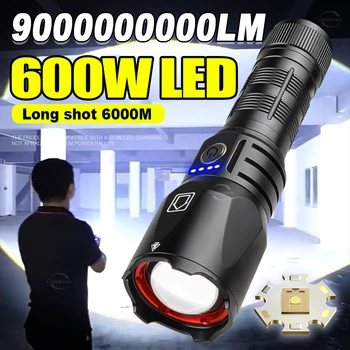 Super Močna LED Svetilka za Kampiranje Dolgo Strel Polnilna Ultra Power Baklo Zoom Nepremočljiva Luč 5Modes 18650/26650Battery