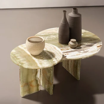 Čaj tabela kombinacija majhne enote naravnega marmorja svetlobno razkošje minimalističen villa kavč strani tabele