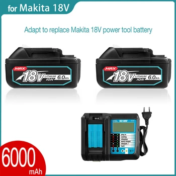 Aicherish Nove blagovne Znamke Makita 2pcs Baterija + Polnilec 18V 6Ah Zamenjava Makita BL1880 BL1860 BL1830 Za Žago na Električni Vrtalnik