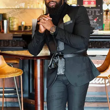 Obleko Moških 2021 Slim Fit Terno Masculino Črna 2 Delni Komplet Moških Oblačil Stranka Obleko Poročno Obleko Za Moške Prilagojene Obleke