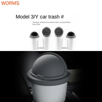 Primerna za Tesla Model3/Y mini avto smeti namizje s pokrovom za shranjevanje sod naplavin sod polje dodatki