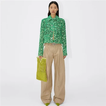 Jeseni in pozimi nove ženske tkane river enotni-zapenjanje kratko jakno plašč modni veliko ime kakovostnih zeleno mešanico knittedcoat