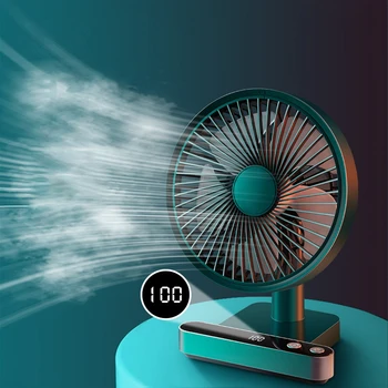 Namizje Brezžični Fan 5000mAh Tiho Prenosni Ventilator Kroženje Zraka Usb Ventilator Samodejno Glavo LED Zaslon Baterije in Orodje Mini Fan