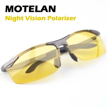 Polarizirana sončna Očala Nočno Vizijo Očala za moške Vožnja avtomobila Očala Proti bleščanju Srebrna/Črna Zlitine Okvir očal je Noč Polarizer