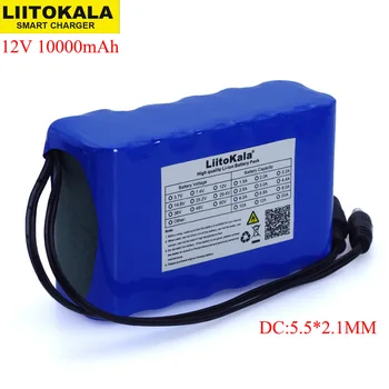 Liitokala 12V 10Ah 18650 li-lon baterije 10000mAh z BMS Circuit Protection Board DC 5.5*2.1 mm visoka zmogljivost backup moč
