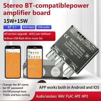2*15W Stereo Audio (Stereo zvok BT 5.1 Digitalni Ojačevalnik Odbor DIY Amplificador Modul APP AUX USB ojačevalec Zvoka odbor s BLE