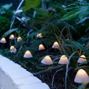 LED Sončne Niz Luči Vila Pot Travnik Krajine Gob Lučka na Prostem Božič Vrt Teraso Garland Ulica Dekoracijo