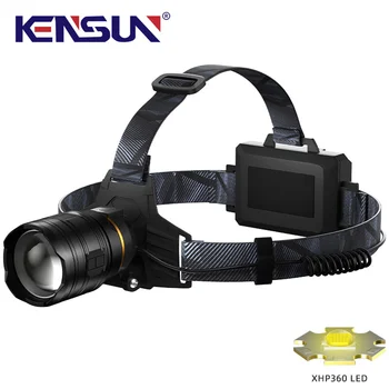 KENSUN Super Svetla XHP360 Žaromet 36-core Stenj Teleskopsko Zoom Svetilka Ribolov Lučka Lučka Za Kampiranje