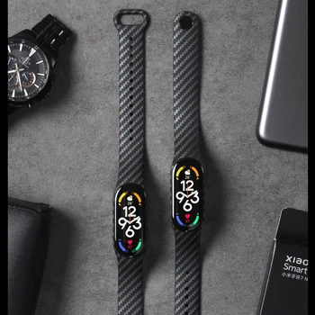 Ogljikovih vlaken trak Za Xiaomi Mi Band 7 nfc Manšeta smartwatch MIband 5 silikonsko zapestnico correa Mi Band 4 5 3 6 dodatna oprema