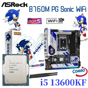 ASRock B760M PG SONIC WiFi LGA 1700 matična plošča + procesor Intel Core i5 13600KF CPU Nastavite Podporo DDR5 128GB 7200MHz Namizje Mainboard Nova