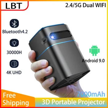 Pametna Android 9.0 Wifi 1080P 4K Mini Projektor DLP Full HD Pravi 3D z Baterijo 7000mAh LED Projektor