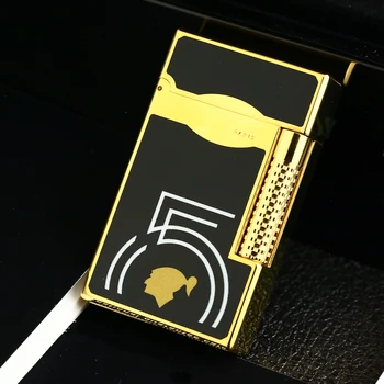 Nova Spominska Kovinski Risanje Navpične Črte Luksuzni Tobak Vžigalniki Ping Zvok Naravni Lak Kajenje Cigaret Butan Vžigalniki