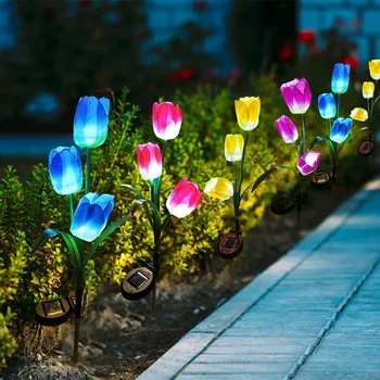 Na prostem LED Sončne Svetlobe RGB Tulipanov Cvet Lučka Krajine Dvorišče Travnik Lučka Nepremočljiva Vrtu Okrasni Vložek Vstavite Solarna Svetilka