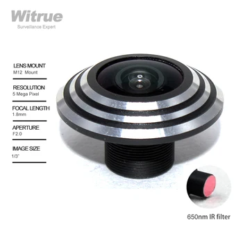 Witrue HD Fisheye Objektiv 5MP 1,8 mm M12 Gori F2.0 s 650nm IR filter za Ukrepanje Varnostne Kamere