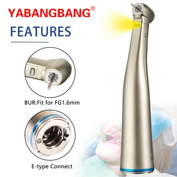 YaBangBang Zobni Fiber Optic 1:1 Hitrost čisto glavo LED Contra Kota Handpiece pritisni gumb fit FG1.6 E-type Električni Motor