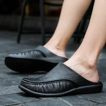 Črni moški copat foto studio oblačili vgradnjo soba sandali priložnostne Baotou čevlji čevljev