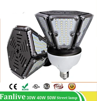 6PCS/VELIKO 30W 40 W 50 W led street svetloba cestne svetilke LED scenografija, E27 E40 LED Koruza, Bučke industrijske vir svetlobe 110v 220V