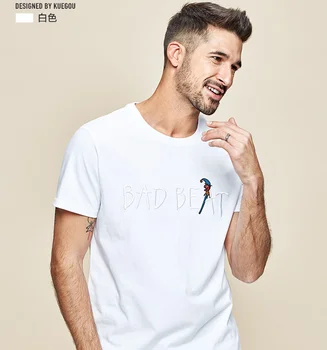 DZ012Q Moške kratek rokav t-shirt za moške bombaž krog vratu pismo vezenje pol rokav T-shirt .
